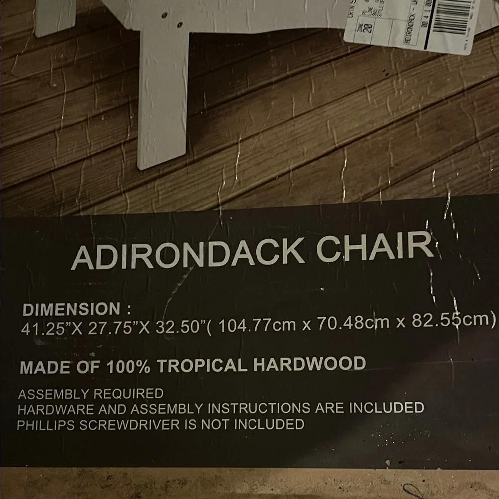 Adirondack Chair - White Hardwood Outdoor Accent - Picture 7 of 8